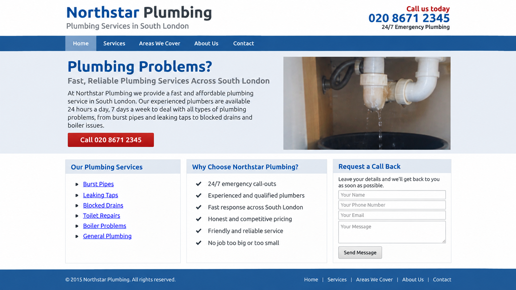 The original, dated Northstar Plumbing website